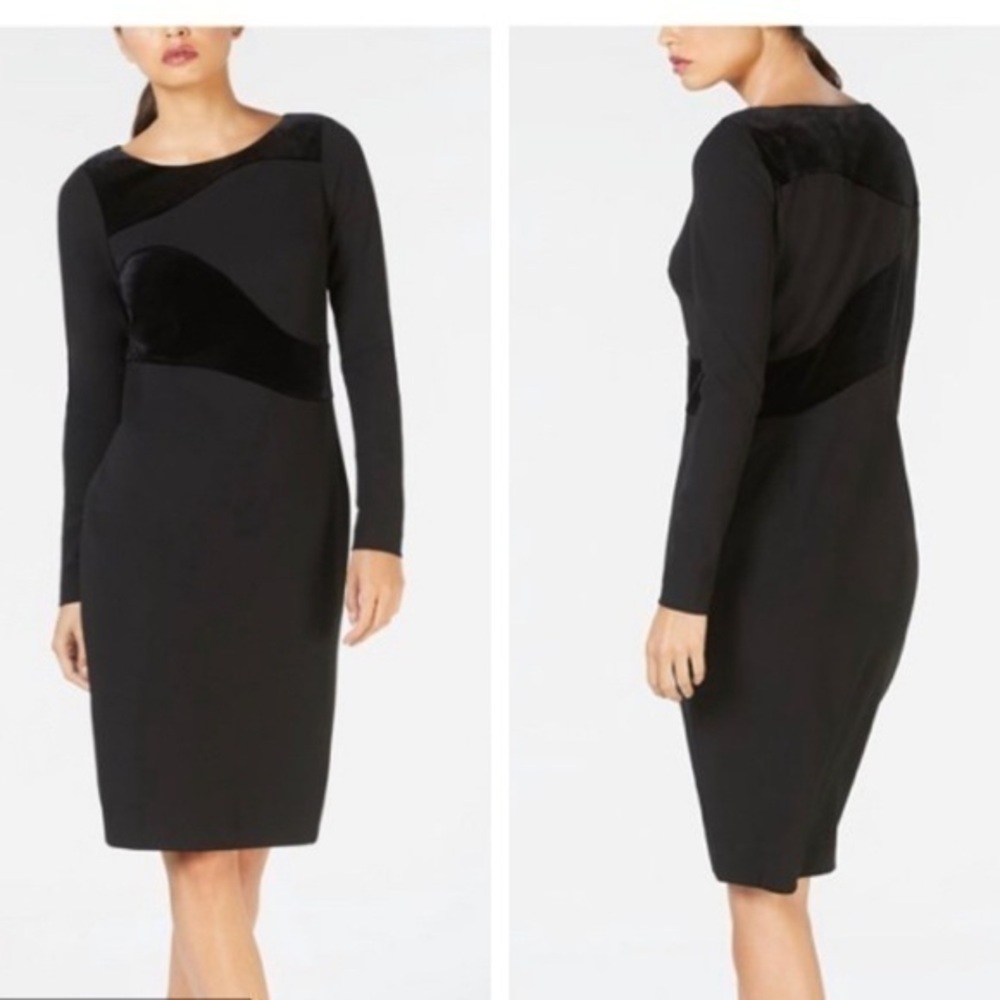 NWT Calvin Klein Velvet Detail Sheath Dress